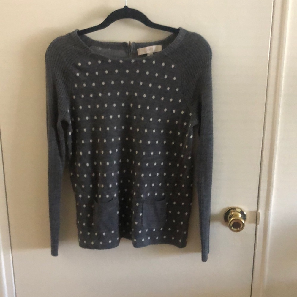LOFT polka dot sweater w/ cute embellishments